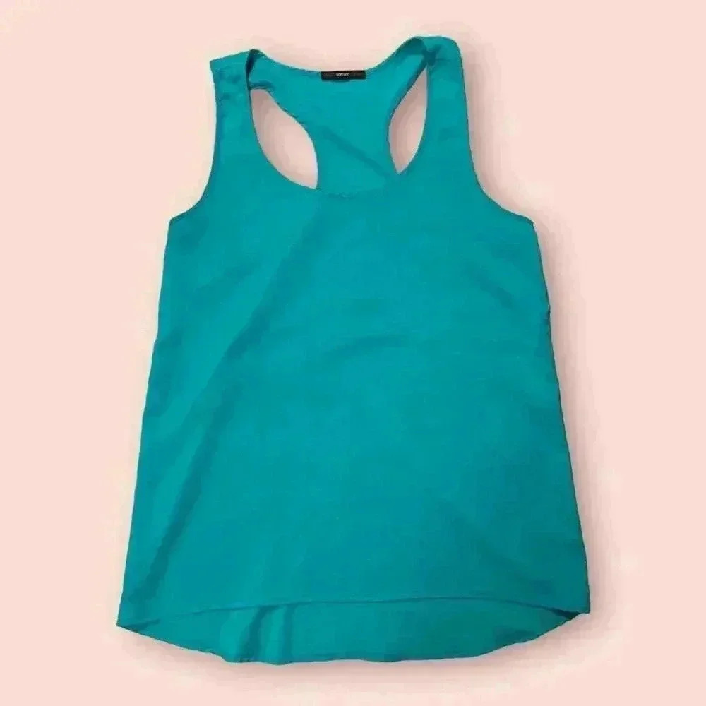 Soprano Sleeveless Bright Teal Light and Airy Casual Racerback Tank Top - Picture 6 of 8